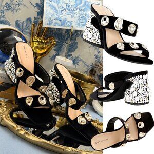 🆕 GIANNI BINI 🧿 NWOB Penei Velvet Pearl Surrealist Ornament Slide Sandal Sz 7